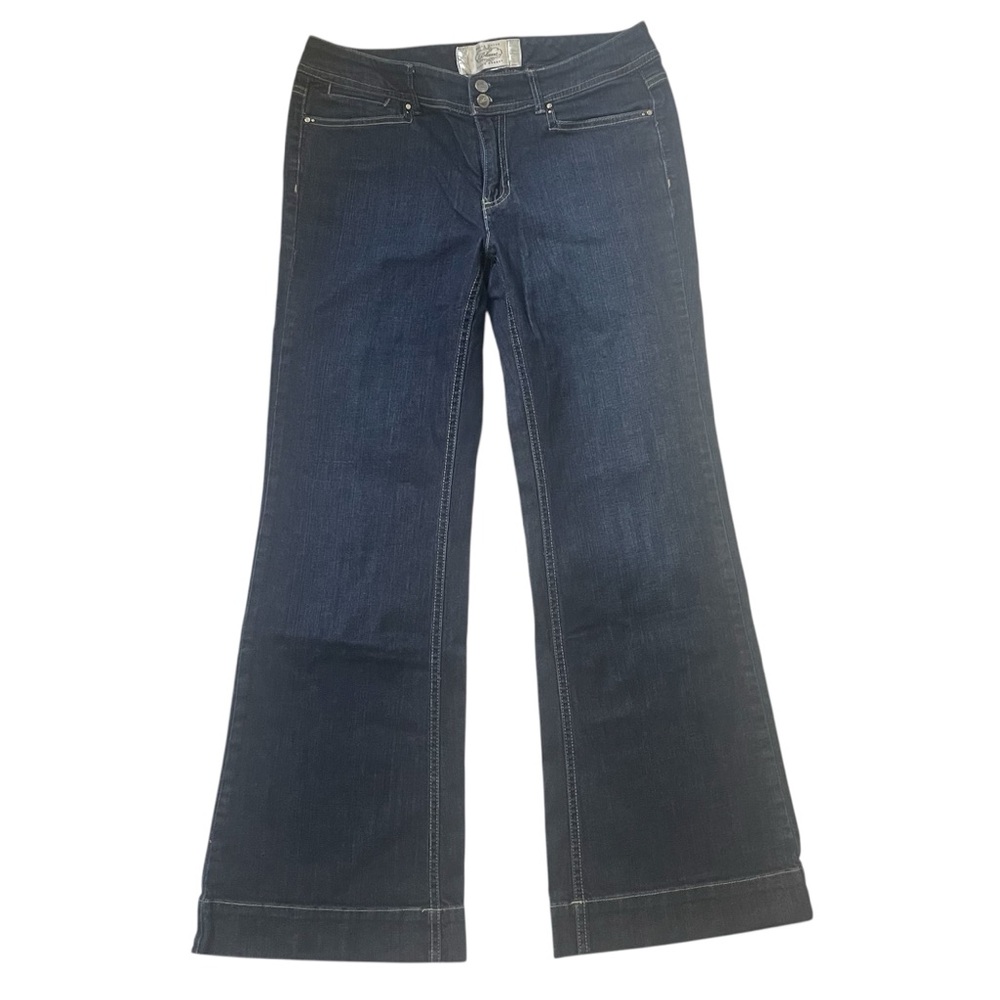 WHBM wide leg flare dark wash jeans size 8 short